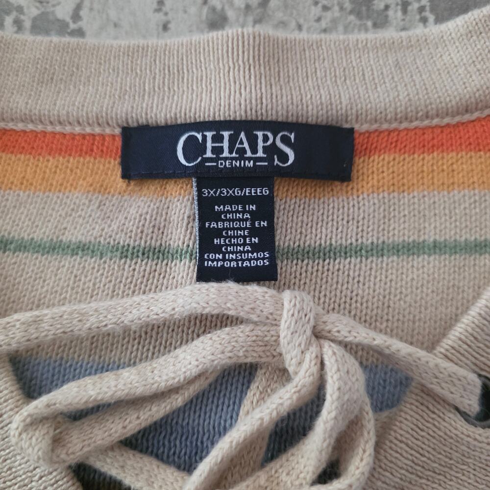 Chaps Aztec Southwestern Multicolor Striped Sweater Size 3X - Picture 4 of 7